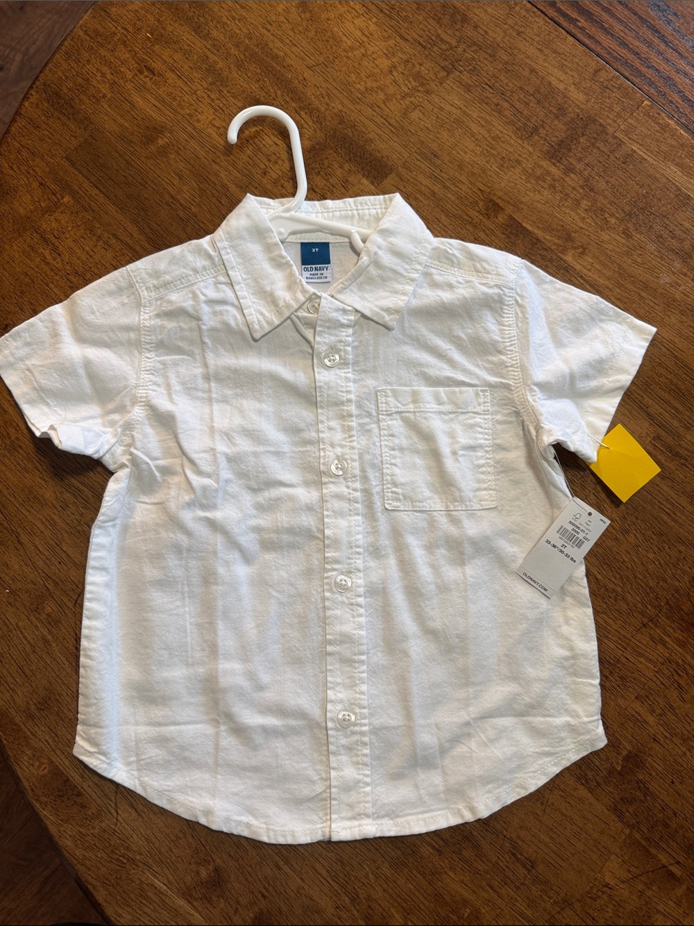Old Navy White Short-Sleeve Button-Down Shirt for Kids